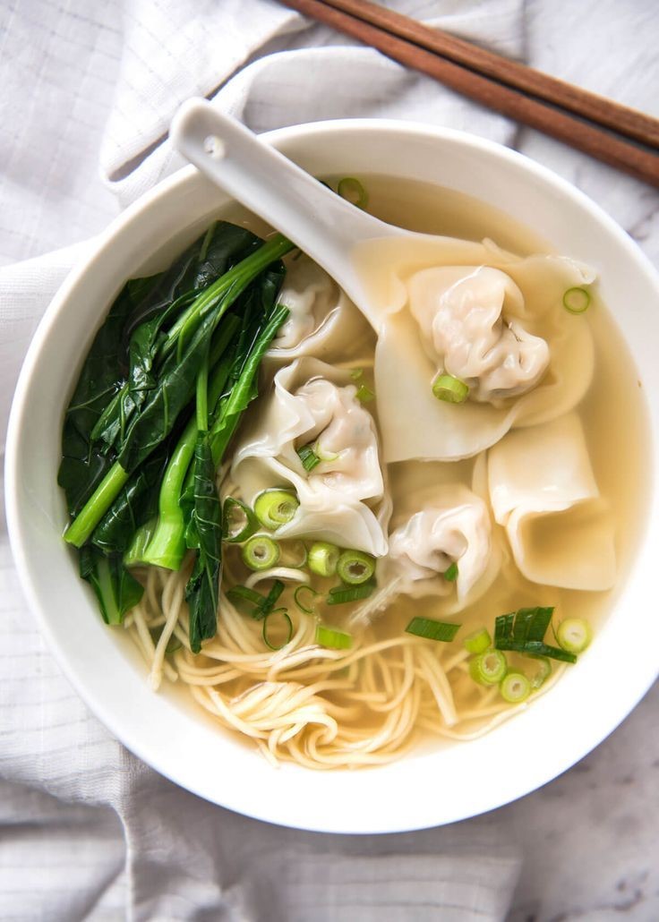 Wanton Soup in whit bowl